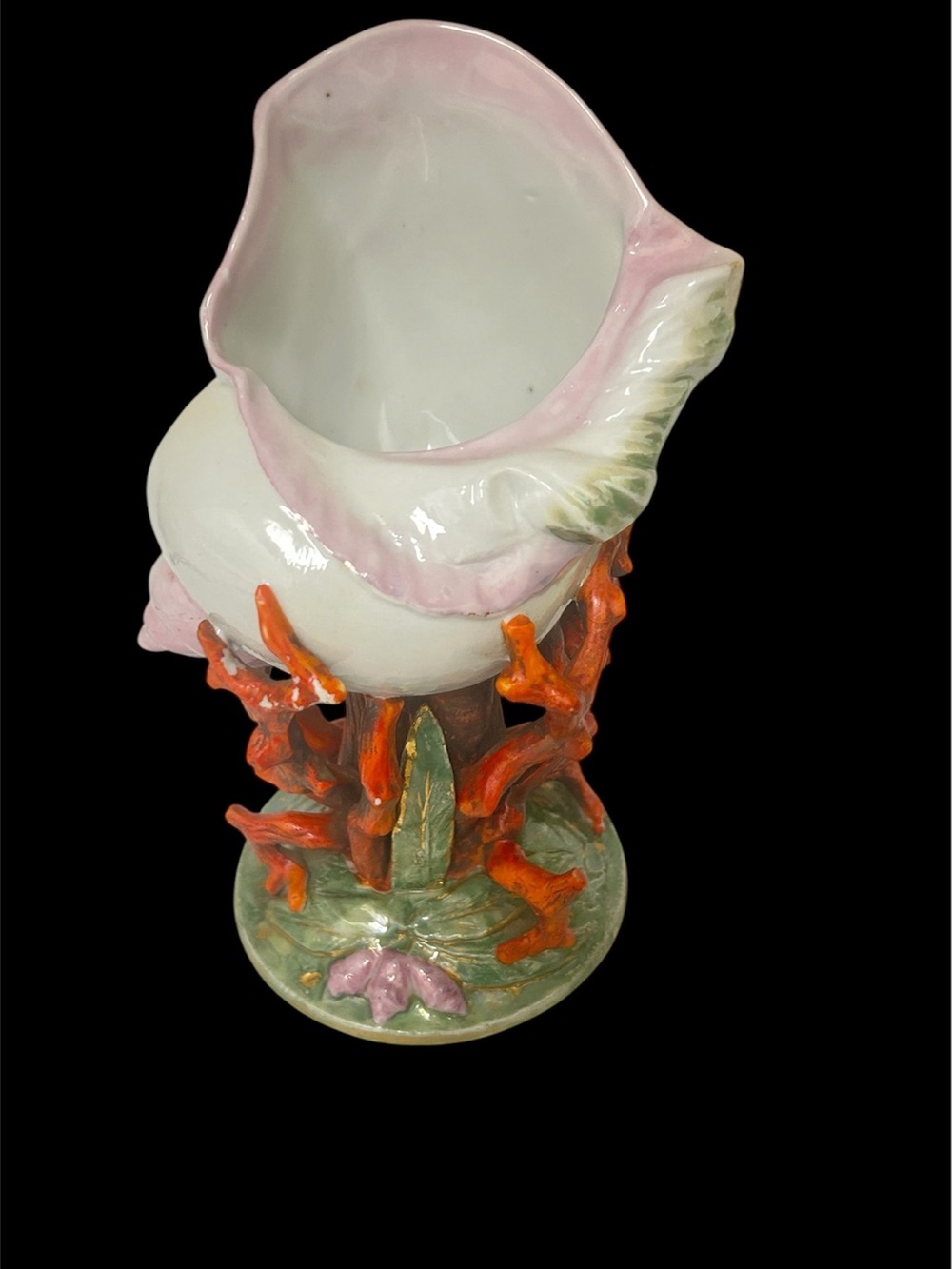 Vintage Shell and Coral Ceramic Vase/Spill Vase